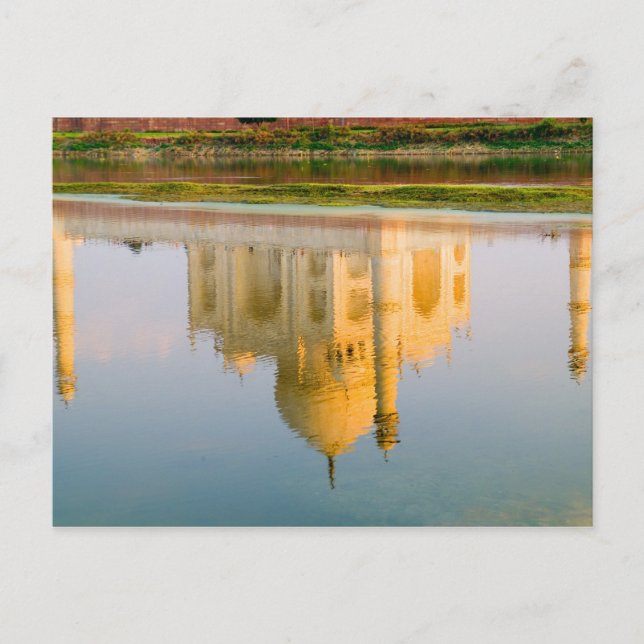 World famous Taj Mahal temple reflection at Postcard (Front)
