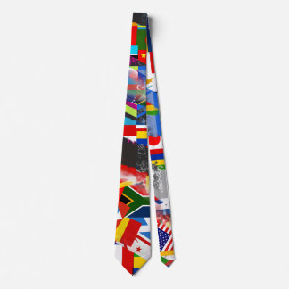 World Flag Global Glitch Abstract Collage  Tie