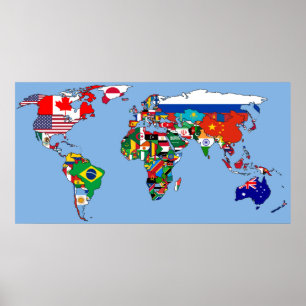 World Flag Map Poster