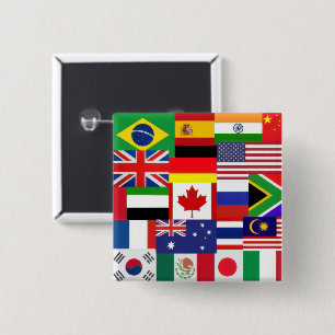 World Flags 2 Inch Square Button