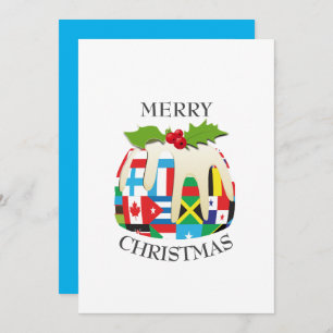 WORLD FLAGS   Christmas Pudding   Festive Holiday Card