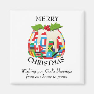 WORLD FLAGS Christmas Pudding Magnet