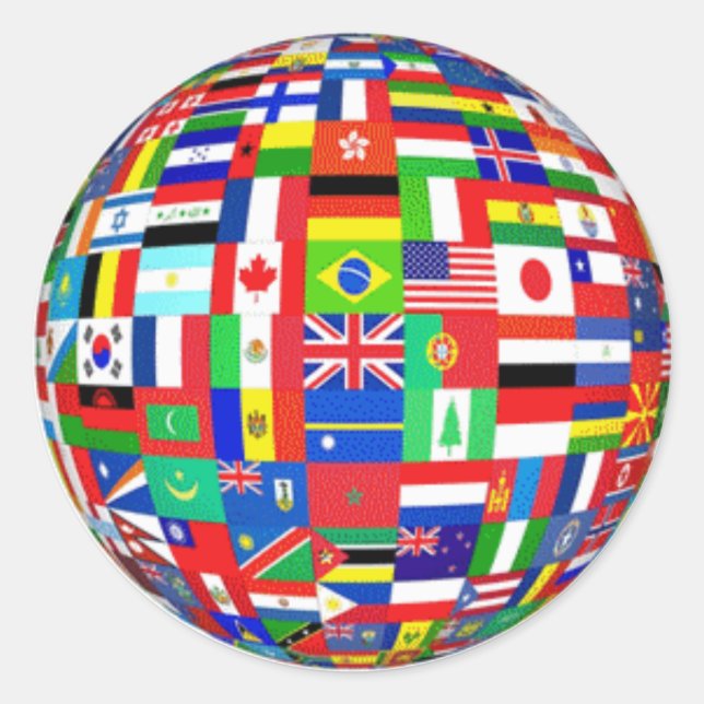 WORLD FLAGS CLASSIC ROUND STICKER (Front)