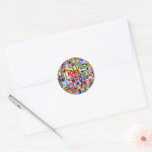 World Flags Globe, International, Classic Round St Classic Round Sticker
