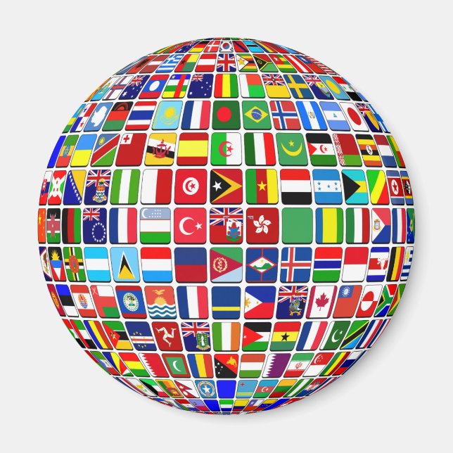 World Flags Globe, International, Magnet (Front)