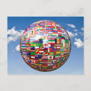 World Flags in a Globe Postcard