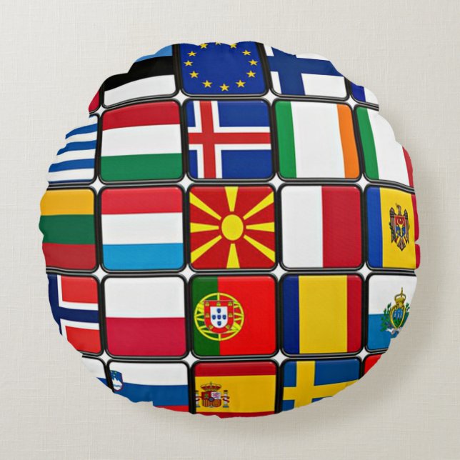 World Flags Round Pillow (Front)