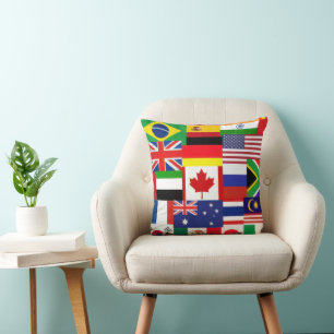 World Flags Throw Pillow