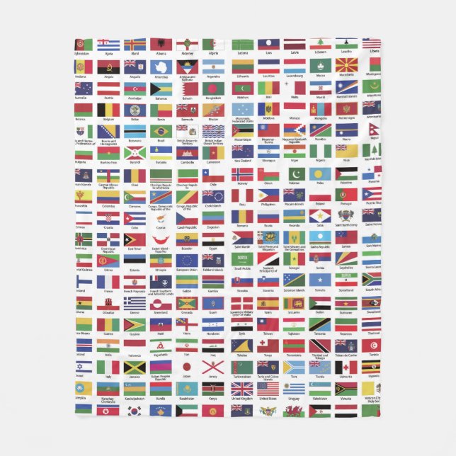 World Flags with Country Names Fleece Blanket (Front)