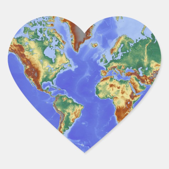 World Geographic International Map Heart Sticker (Front)