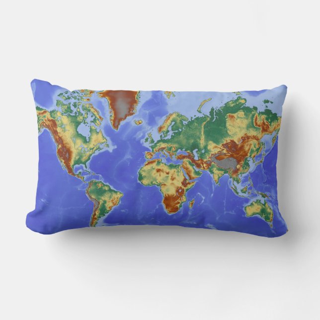 World Geographic International Map Lumbar Pillow (Front)