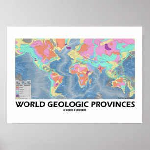 World Geologic Provinces (World Map Geology) Poster