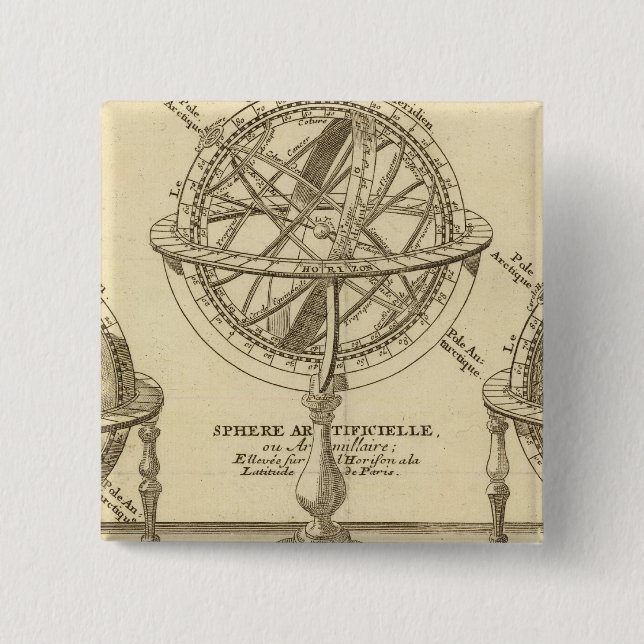 World Globe 2 Inch Square Button (Front)