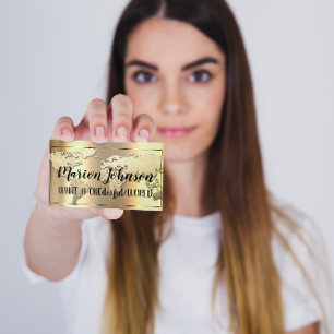 World Globe Carte Agence de Voyage Gold Rose Gold 