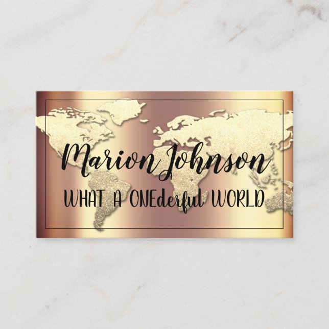 World Globe Carte Agence de Voyage Gold Rose Gold  (Devant)