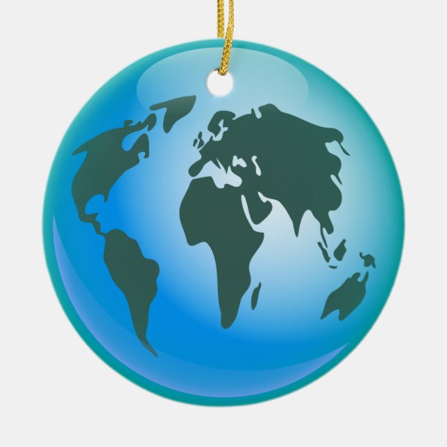 World Globe Ceramic Ornament (Front)