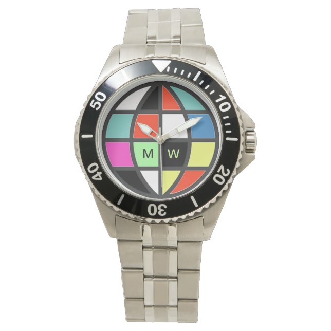world globe colour time watch (Front)