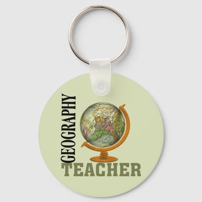 World Globe Geography Teacher Keychain (Front)
