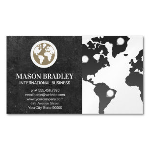 World Globe Icon   Map of the World Magnetic Business Card