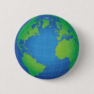 World Globe Map 2 Inch Round Button