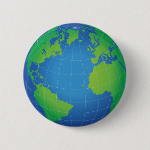 World Globe Map 2 Inch Round Button
