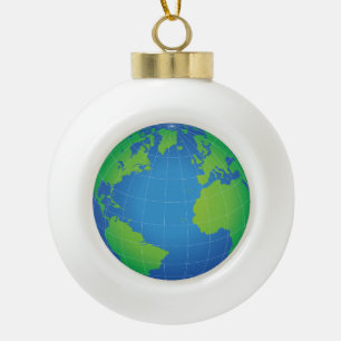 World Globe Map Ceramic Ball Christmas Ornament