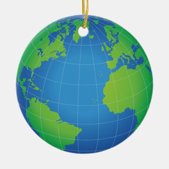 World Globe Map Ceramic Ornament (Front)
