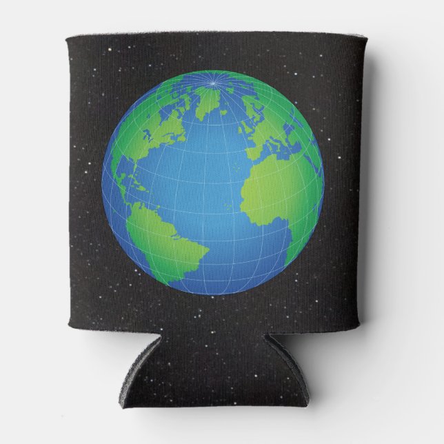 World Globe Map Starry Sky Can Cooler (Front)