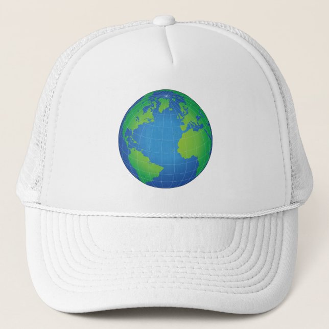 World Globe Map Trucker Hat (Front)