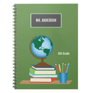 World Globe on Stack of Books Personalized Teacher