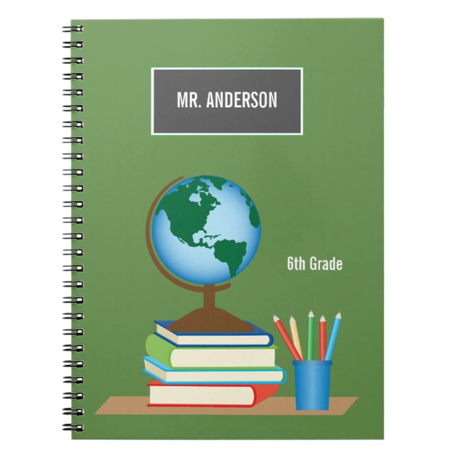 World Globe on Stack of Books Personalized Teacher (Front)