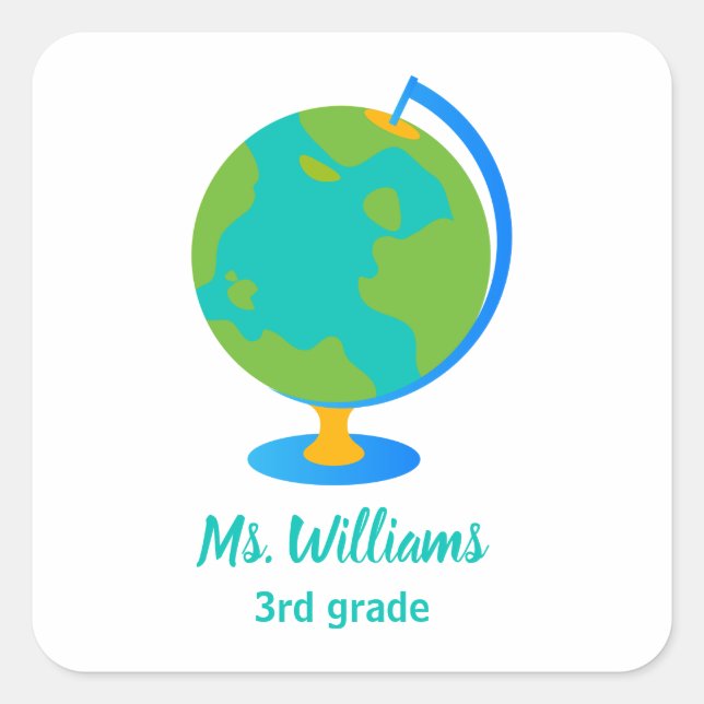 World Globe Square Sticker (Front)