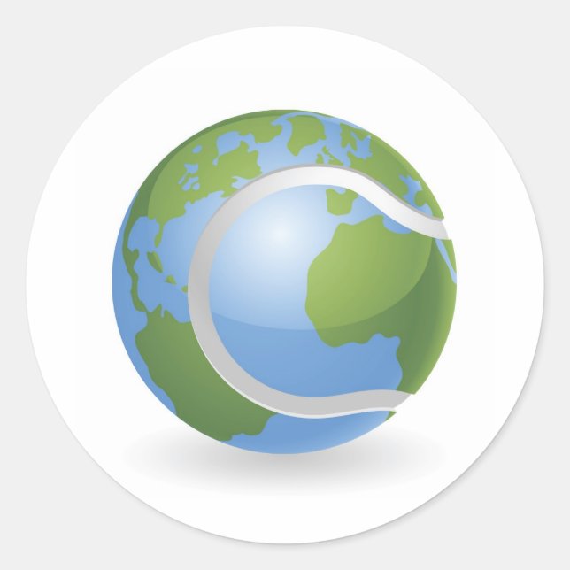 World globe tennis ball concept classic round sticker (Front)