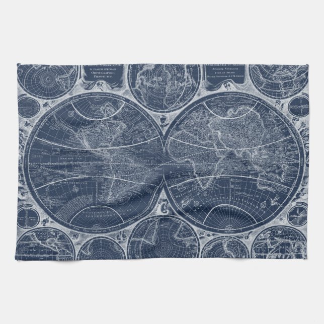 World Globes Blueprint Kitchen Towel (Horizontal)