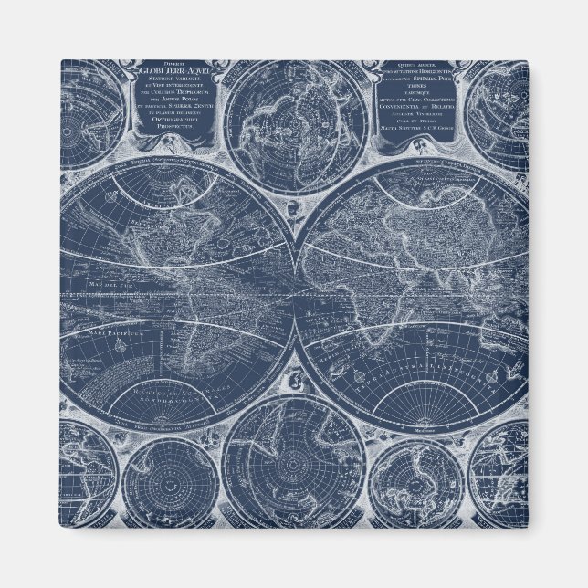 World Globes Blueprint Magnet (Front)