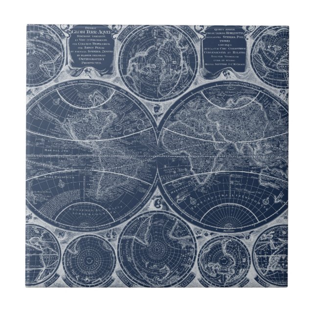 World Globes Blueprint Tile (Front)
