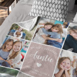 World Greatest Auntie Photo Collage Simple Pink Fleece Blanket<br><div class="desc">This pink personalized "World's Greatest Auntie" 8-photo collage blanket features a simple heart, accompanied by elegant handwritten script typography and the name of beloved nephews and nieces. An ideal and heartwarming gift for your aunt on special occasions like Mother's Day, Christmas, or birthdays. Customize it with photos of favorite children...</div>