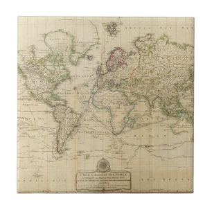 World Hand Coloured map Tile