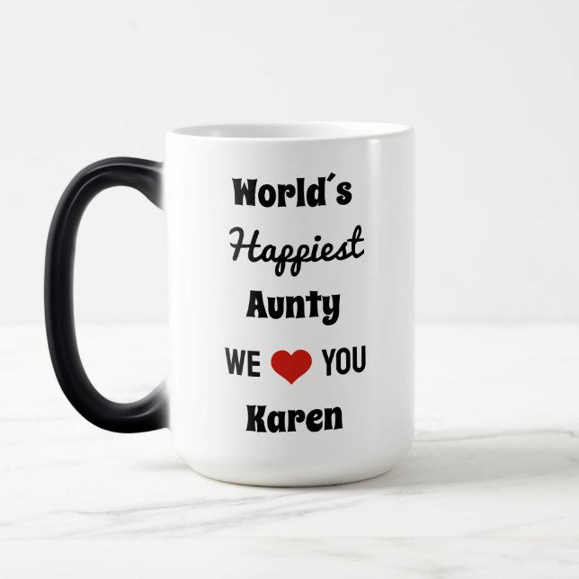 World Happiest Aunty with Photo Magic Mug (Left)