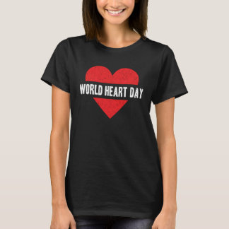 World Heart Day Red Cute Heart Distressed Save the T-Shirt