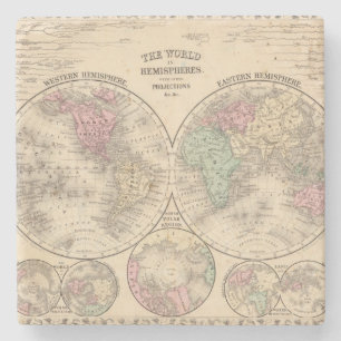 World hemispheres  Map by Mitchell Stone Coaster