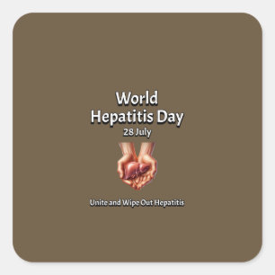 World Hepatitis Day. Unite and wipe out Hepatitis. Square Sticker