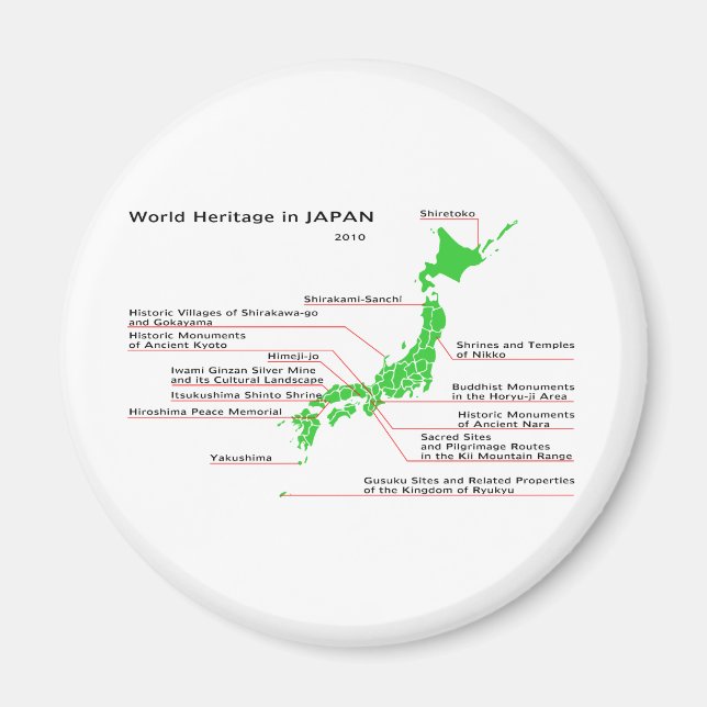 World Heritage in JAPAN Magnet (Front)