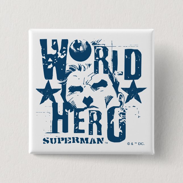 World Hero Stars 2 Inch Square Button (Front)