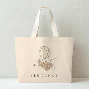 World Hijab Day Elegance Tote   Minimal Line Art