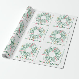World Holiday Wreath Wrapping Paper