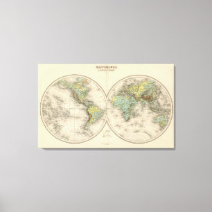 World hypsometric maps canvas print
