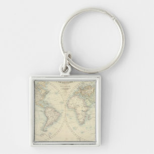 World in Hemispheres Keychain