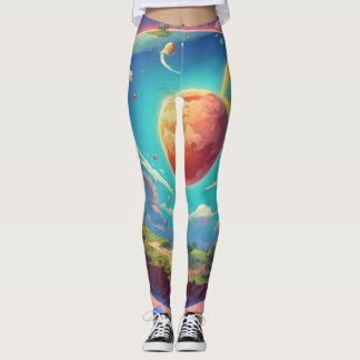 "World in Technicolor: Satellite View Digital Art Leggings
