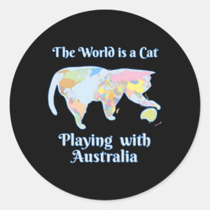 World Is A Cat Playing Map Classic Round Sticker
